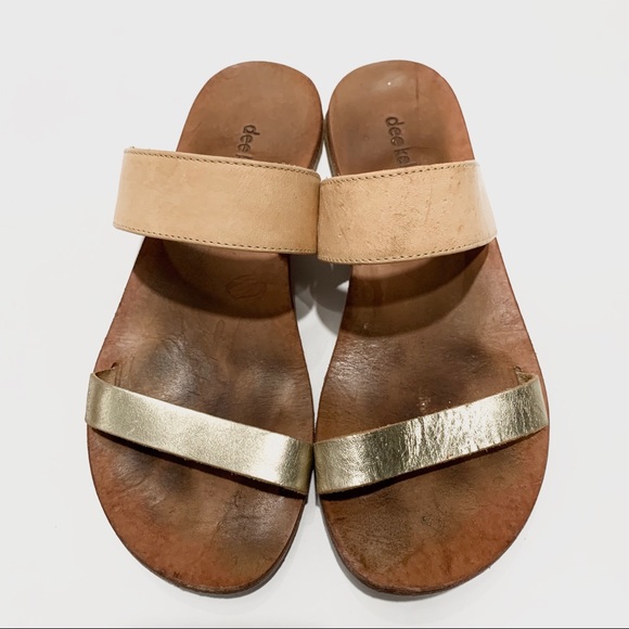 DEE KELLER METALLIC LEATHER STRAPPY SANDALS - Picture 5 of 11